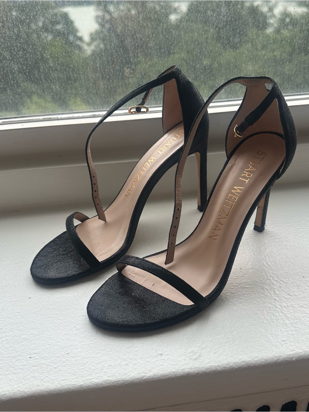 Nudistsong black heel sandals